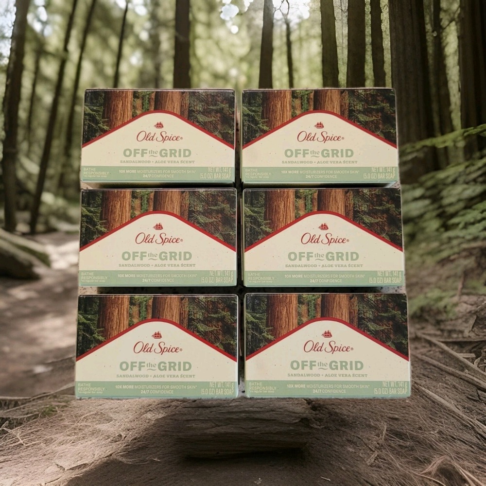 6 Old Spice Off The Grid Sandalwood & Aloe Vera Bar Soap 5oz Ea Discontinued HTF
